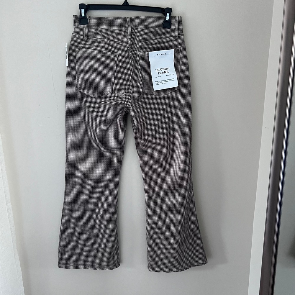 FRAME Le Crop‎ Flare Houndstooth Pants Brown Career Casual Size 28 NWT - DEFECT - Picture 5 of 11
